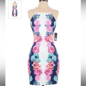 Guess Los Angeles White Floral Bodycon Dress